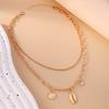Fashion Gold Color Zinc Alloy Chain Necklace Double-Layer Shell Starfish Pendant Choker Necklace for Women Holiday Gifts