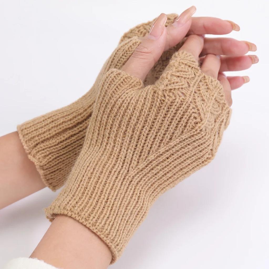 Short Fish Scale Woolen Gloves Autumn Winter New Female Student Fashion Knitted Warm Exposed Finger Sleeves Fake Sleeves