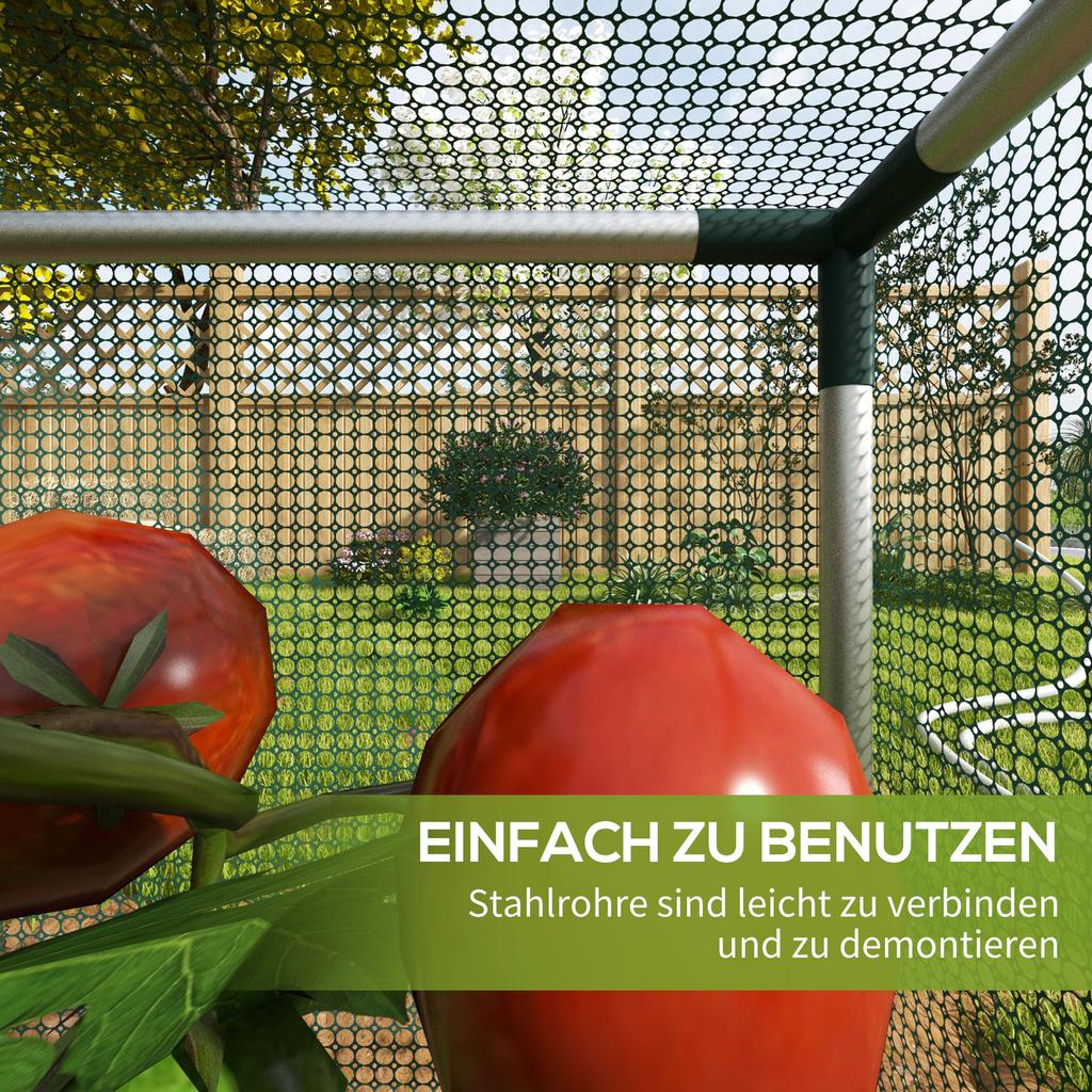 Plant Protection Net, Vegetable Protection, Zipper Door, Steel Frame, 125x125x62.5 cm, Green/Silver