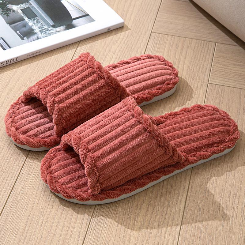 

Corduroy Open Toe TPR Slippers for Men and Women - All Seasons, Indoor Use 40-41 for size 39-40 feet