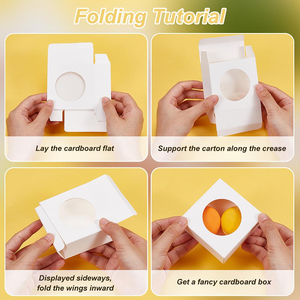 24pcs Cube Kraft Paper Storage Gift Boxes Visible Winbow Gift Packaging Case for Soap Packaging White 8x8x3cm