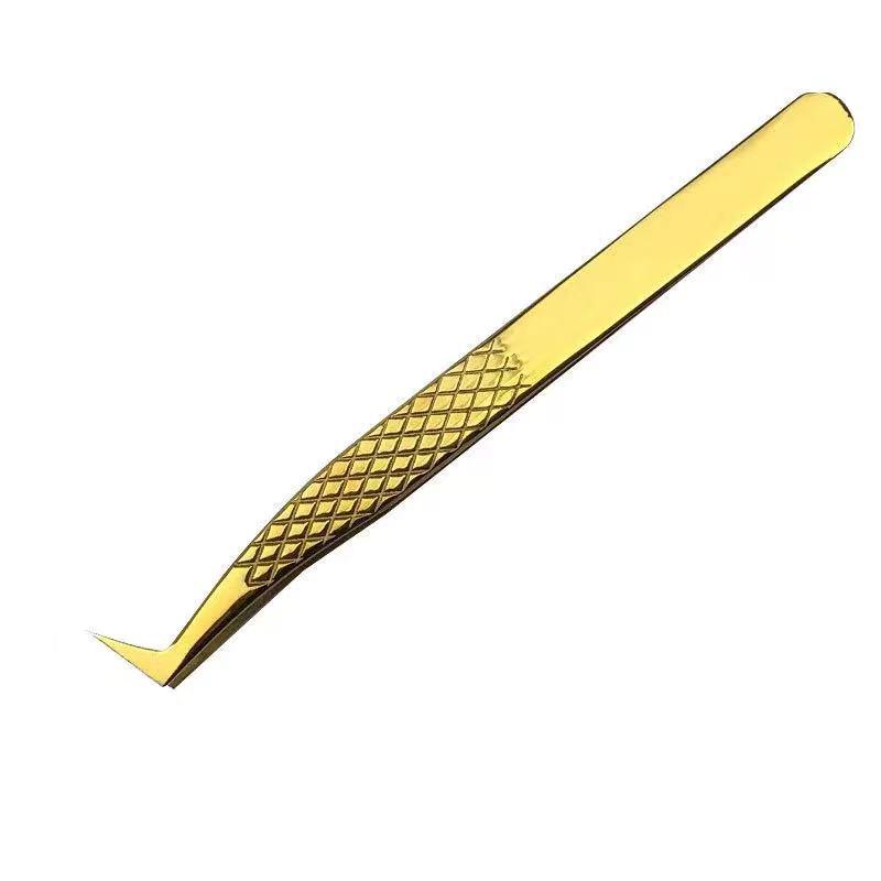 7-Shaped Cross-Stripped Eyelash Extension Tweezers for Grafting and Custom Lashes.