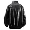 American Racing Suit Embroidered Leather Jacket Men's Street Handsome Stand Collar Motorcycle Leather Jacket Jacket
