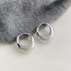 925 Sterling Silver Round Stud Earrings for Women Simple Inlaid Design Hoops Earrings Wedding Party Jewelry Accessories Gifts