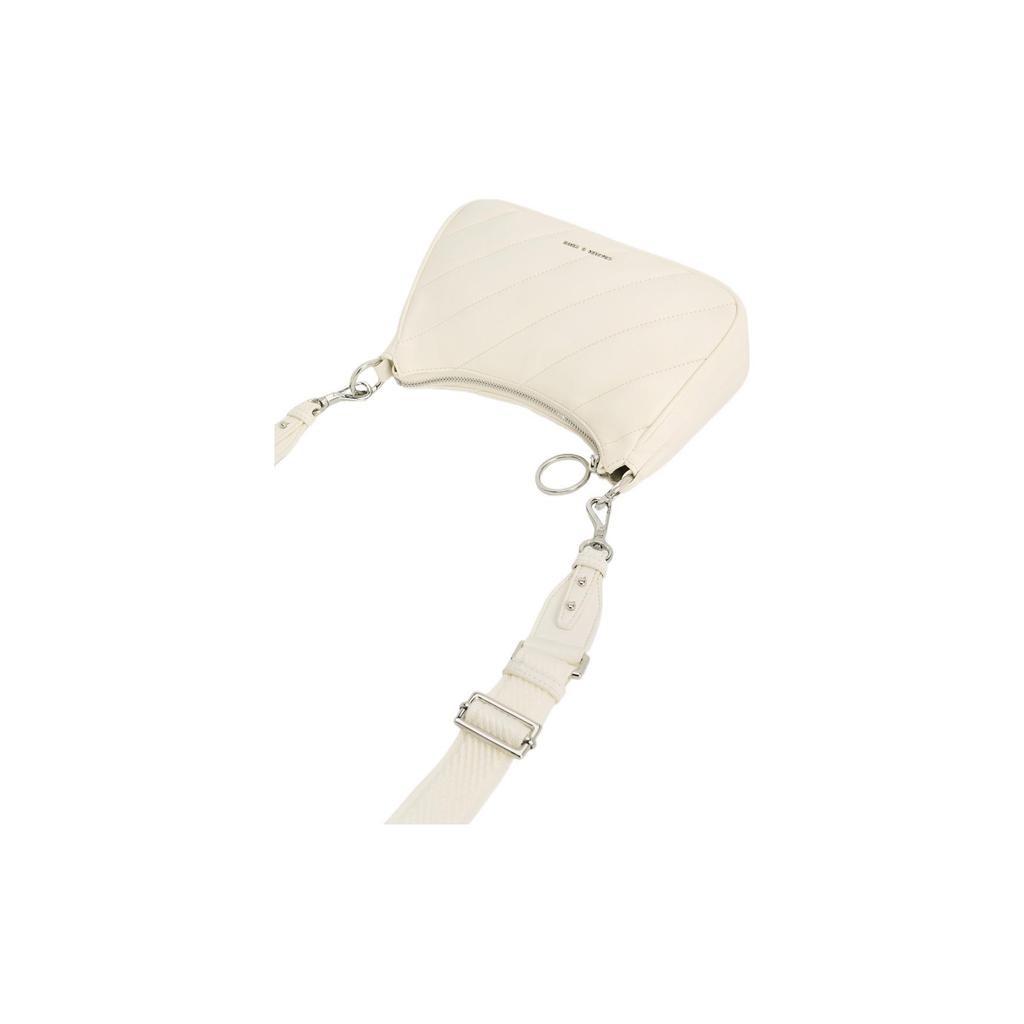 New CHARLES&KEITH Polyurethane Shoulder Bag Medium Size Women's Milk White CK2-80151347-DW
