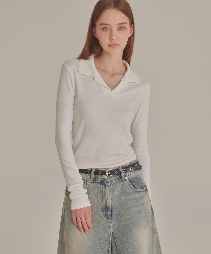 TOPGIRL Softie Long Sleeve Polo Top_T426Tp115