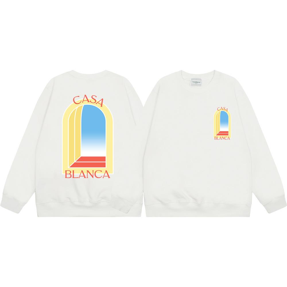 Grenzüberschreitende trendige Marke Casablanca Casablanca Buchstabe gemaltes Print 380g Herren- und Damen- Rundhals-Pullover
