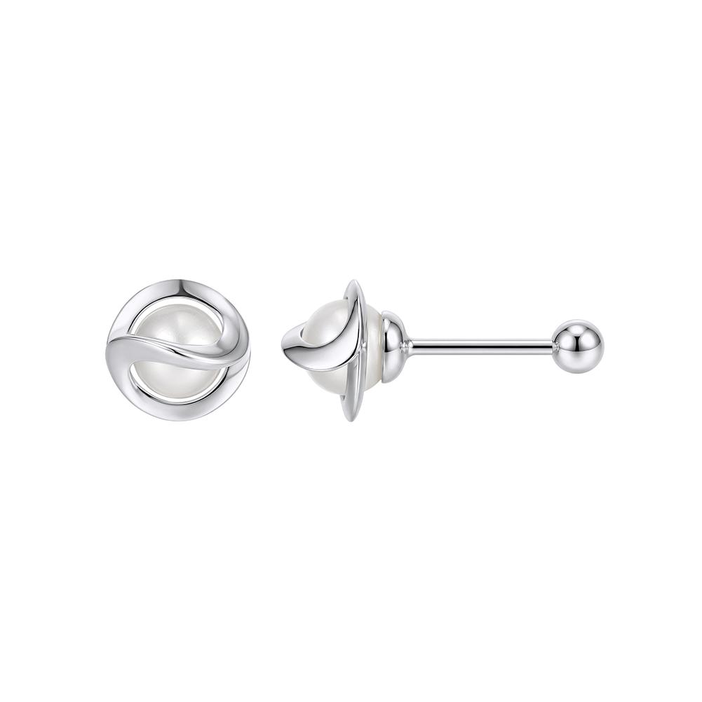 ORSA JEWELS 14K Gold 925 Sterling Silver Pearl Mini Small Stud Earrings for Women Chic Minimalist Office Korean Jewelry GPE136