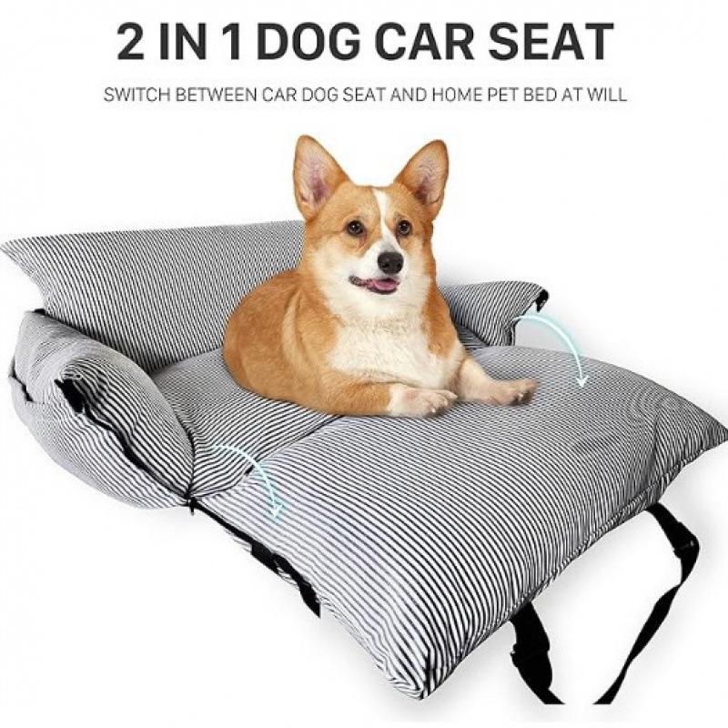 Universal All-Season Car Rear Seat Dog Bed: Removable, Washable, Handbag-Style Design.