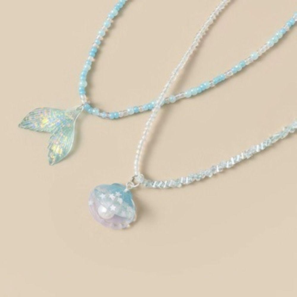 Blue Beaded Beaded Necklace Starfish Shell Starfish Choker Premium Shell Necklace Daily Wear