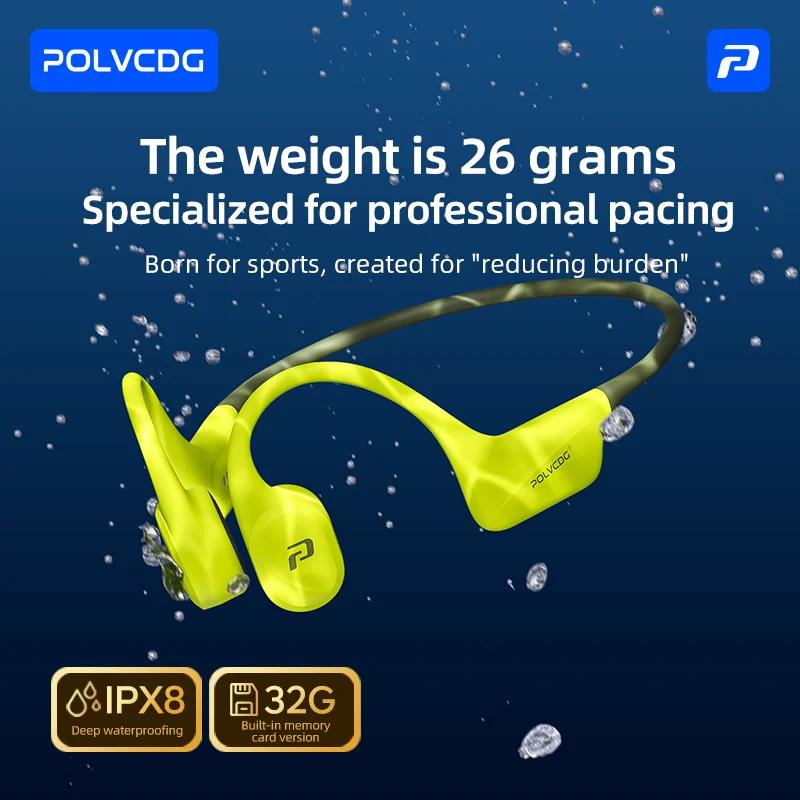 POLVCDG x34 Knochenschall-Schwimm-Kopfhörer Silikonkopf 32GB Speicher IPX8 Wasserdicht 26g Sport Kletter-Kopfhörer