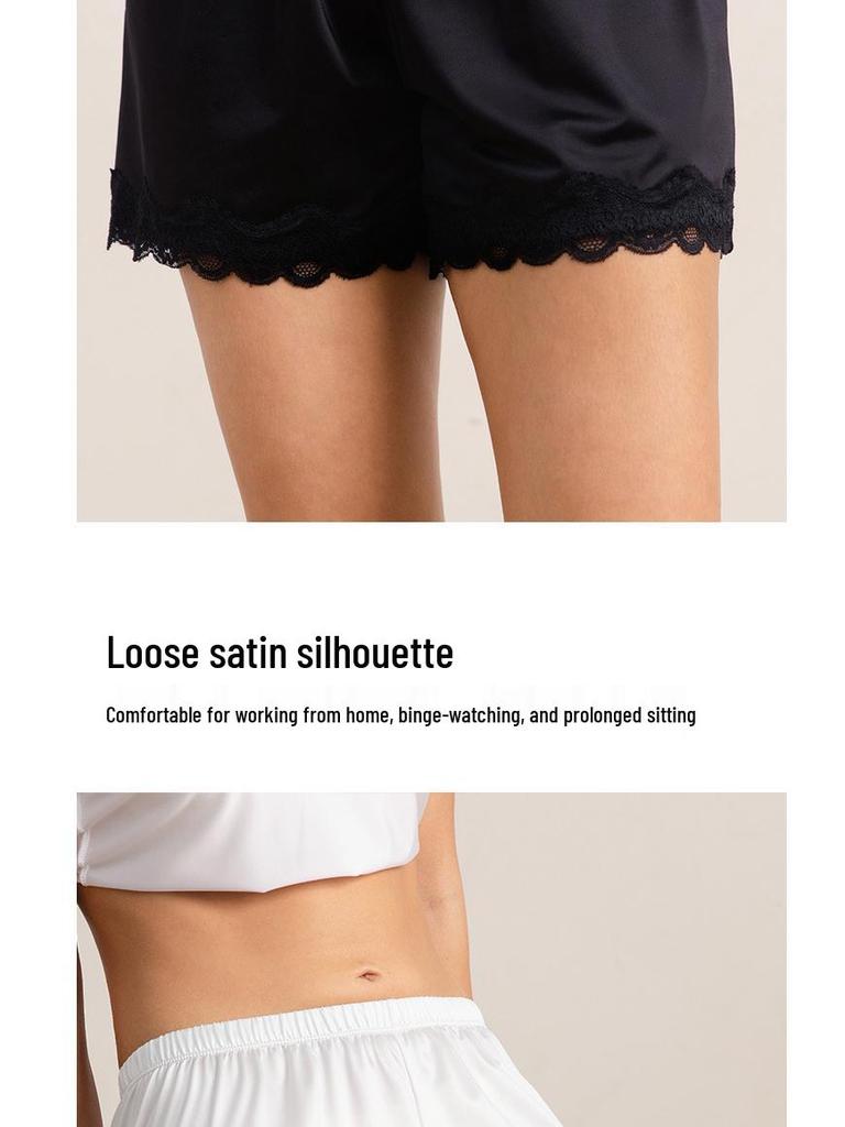 Women's Summer Ice Silk Lace Shorts - Anti-Exposure, Loose, Plus Size Pajamas, 2026 Collection