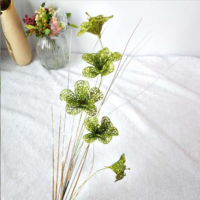 

Simulated Gold Powder Plastic Flower Christmas Flower Long Pole Floor Plant Plastic Fake Flower Festive Atmosphere Decoration Supplies зелёный