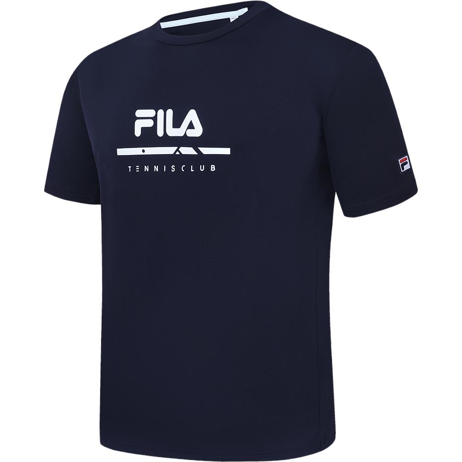 Fila 2023 Summer New Quick-Dry Sun Protection Tennis Sports Crew Neck Pullover Printed Short Sleeve T-Shirt Men Tops Dark-Blue A11M323118F-NV