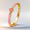 Bracciale Quadrifoglio in Acciaio Titanio con Strass: Elegante Lusso Leggero per la Moda Versatile Femminile.