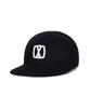 Bajal Va Square Applique Wool Baseball Cap Black