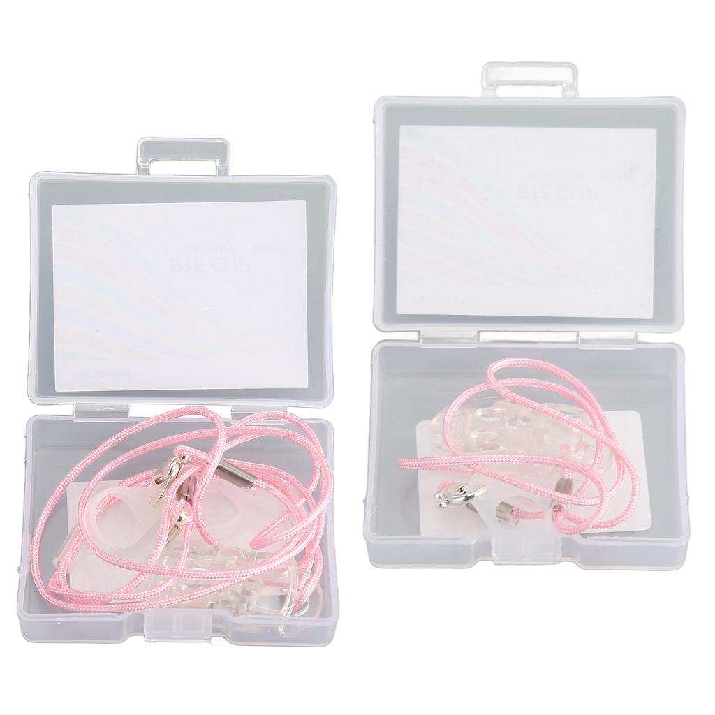 Hearing Aid Holder Transparent Clip Pink Rope Nylon Easy Fixing Hearing Aid Lanyard for Gardening Wo
