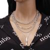 Geometric Alloy Necklace Set With Layered Chains For Unisex Fashion Accessory