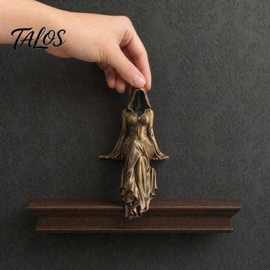 Feminin Gotisk Skulptur Dödsgudinna Figur, Eterisk Huvförsedd Figur Skulptur, Mörk Flödande Klänning Staty Fantasy Samlarobjekt för Skrivbord Bokhylla