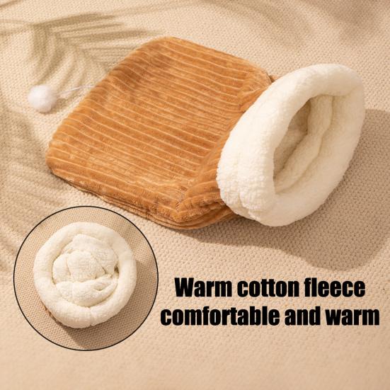 Cat Sleeping Bag Cozy Winter Plush Cat Sack Warm Pet Bed Cave Kittens Tunnel Calming Bed Pet Hideaway for Kittens Puppies Rabbits