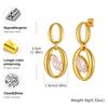 Minimalist Geometric Zircon Drop Earrings for Women, 18K Gold Plated Stainless Steel Waterproof Jewelry Gifts