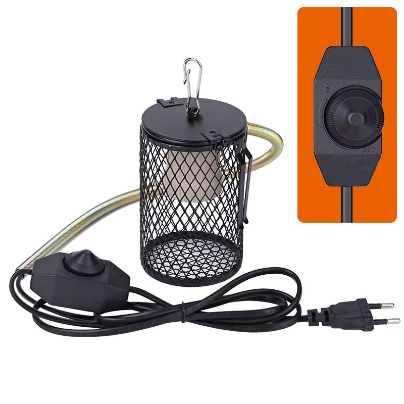 220V Reptile Heat Lampshade Pet Heater Lamp Guard Timeable Anti-Scalding Preservation Infrared Ceramic Heat Lamp Lizard Turtles