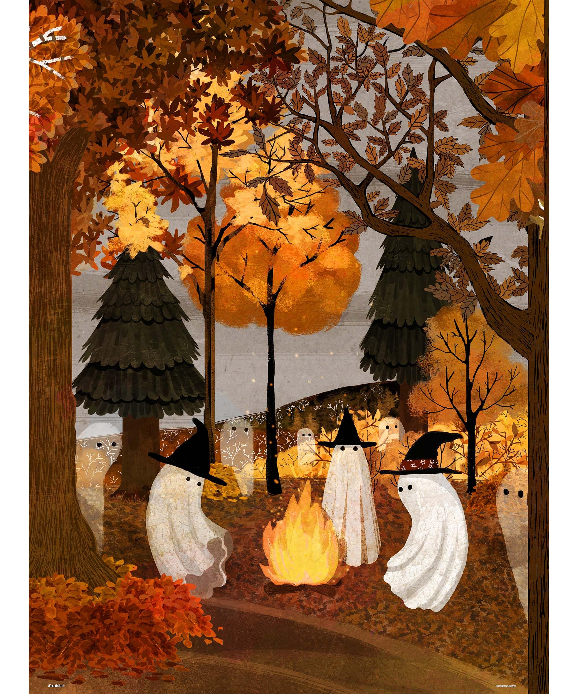 

PieceRelax 1000-piece Plastic Jigsaw Puzzle PieceClicks [Katherine Blower - Autumn Forest Campfire] (48x64cm) Adult-level, challenging, no fragments,
