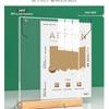 A4 Acrylic Table Card Holder with Beech Wood Base, Double-Sided Pull-Out Display Stand