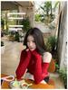 260g Cotton Modal American Spicy Girl High Neck Off-Shoulder Slimming Bodycon Waist-Cinched Chic Casual Top