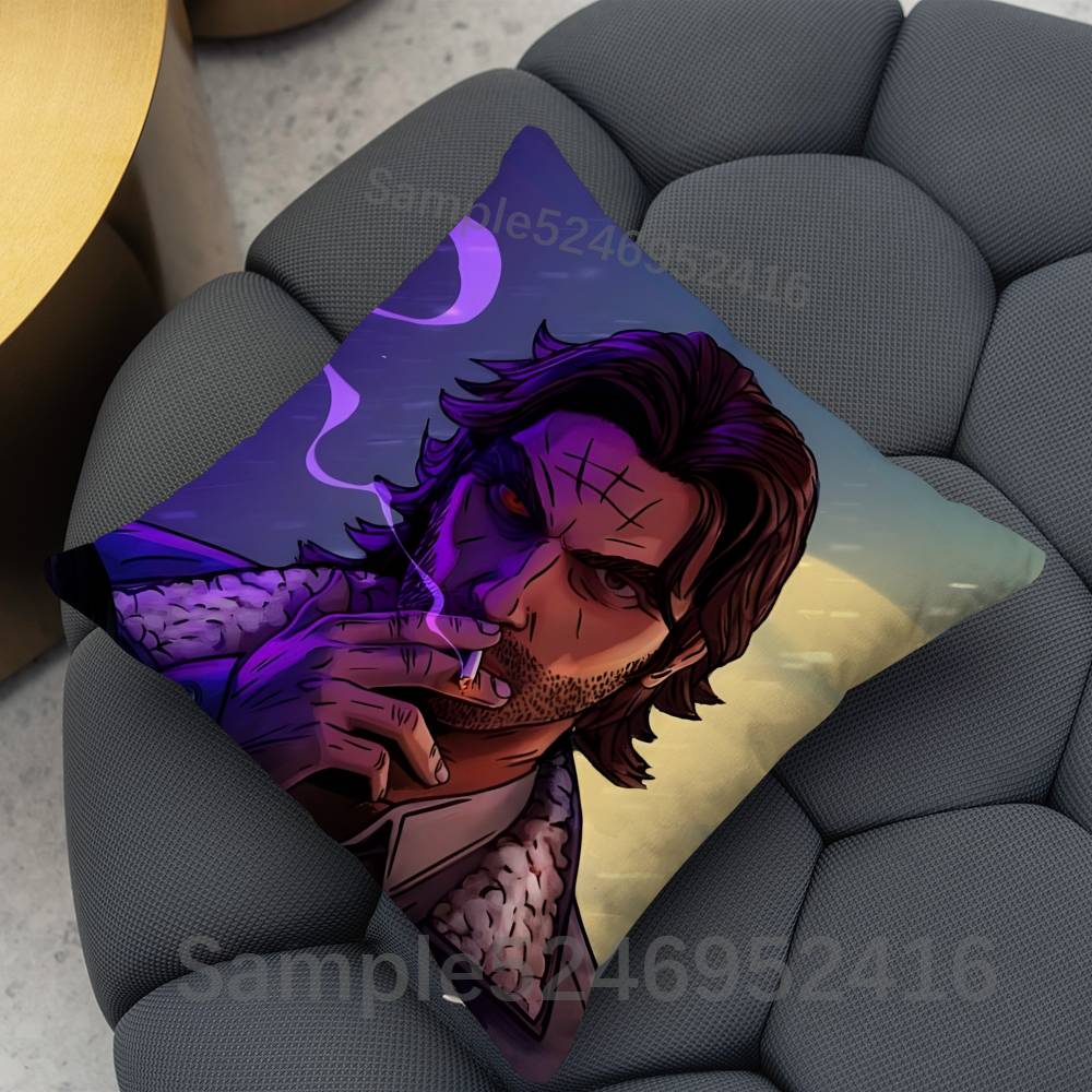The Wolf Among Us Bigby Square Cushion Pillow Case Sofa BedroomLiving Room Backrest Multiple Sizes Washable Covers