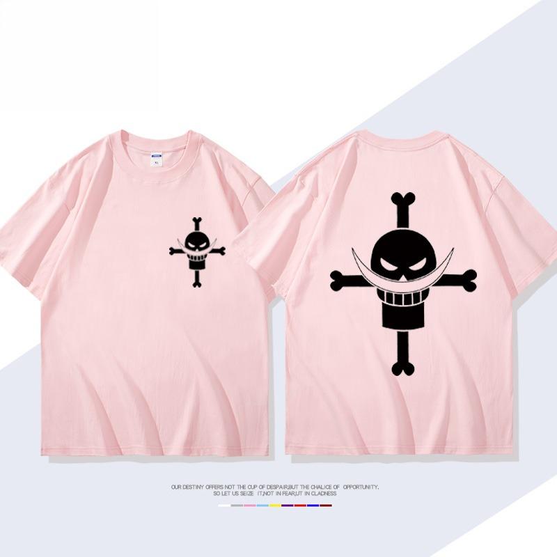 ONE PIECE Animation Derivatives White Beard EdwardNewgate Printed Short Sleeve Tshirt Mens Womens Fashion Loose Cotton Top