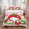 3pcs Strawberry Hello Kitty Cover Set, 1 Cover + 2 Pillowcases (No Insert), Bedding for All Seasons, Bedding,Bedroom Decor Yy250922019