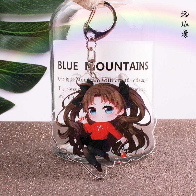 Anime Acrylic Keychains Saber Altria Pendragon Jeanne d'Arc Tohsaka Rin Mash Kyrielight Gilgamesh Keyrings Pendants Figure Toys