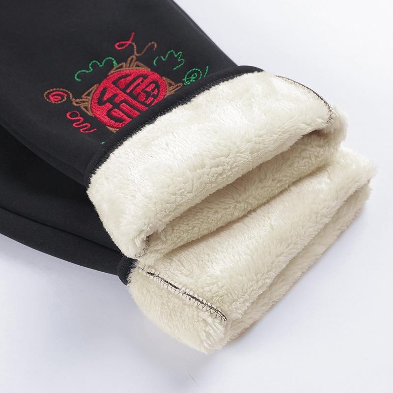 Middle-aged elderly women winter velvet thickened lamb wool mother thermal cotton pants wear large size high waist grandma pants