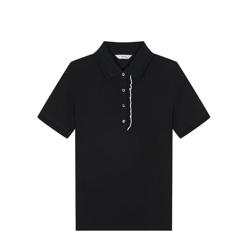 HAZZYS Women's Ruffle Edge Pure Cotton Polo Shirt