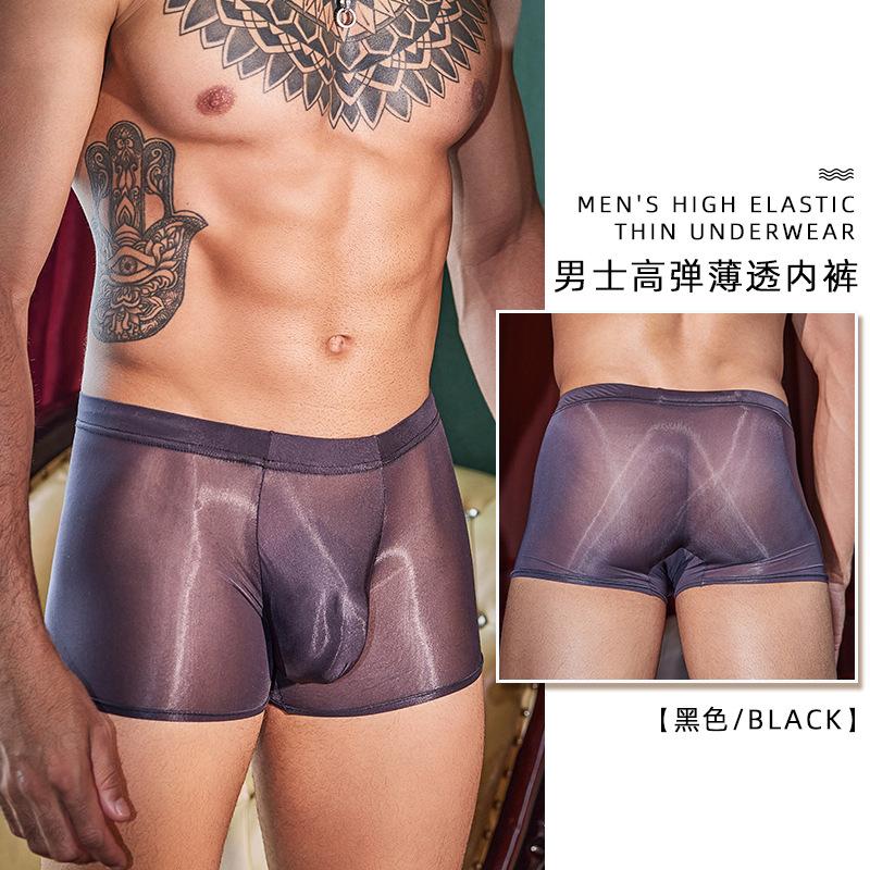 Mens Sexy Underwear Ultra Thin Breathable Boxer Briefs Shorts U Convex Pouch Underpants Intimate Erotic Hombre Male Lingerie