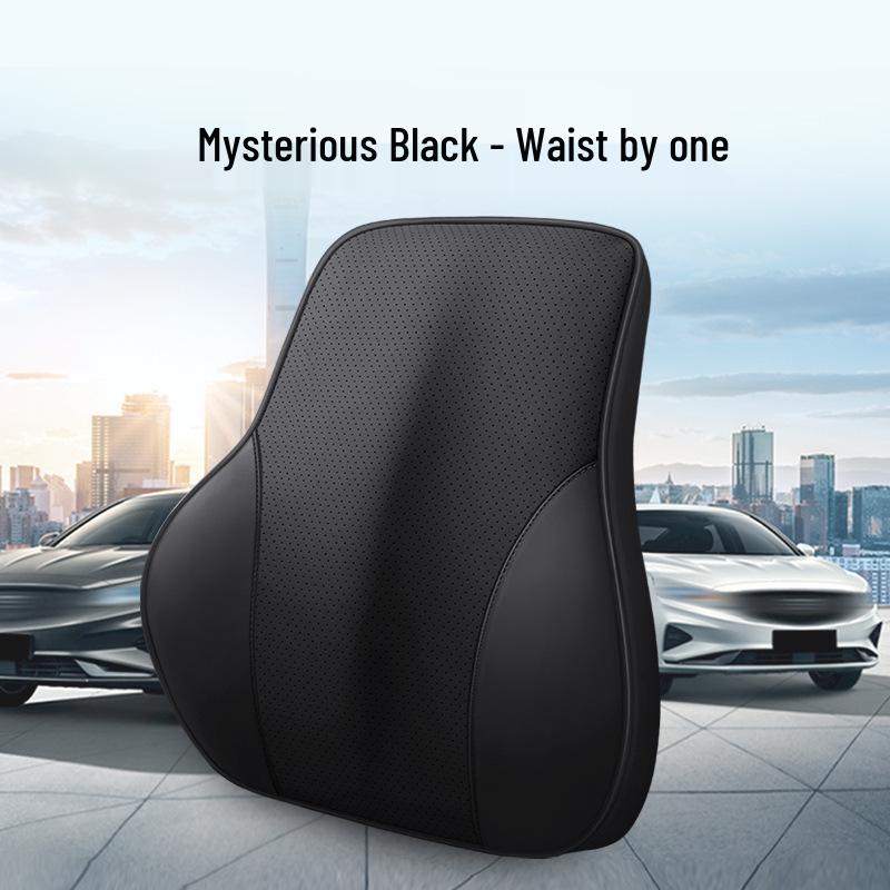 Celoroční polštář pod hlavu a bederní opěrka do auta z paměťové pěny s nappa kůží