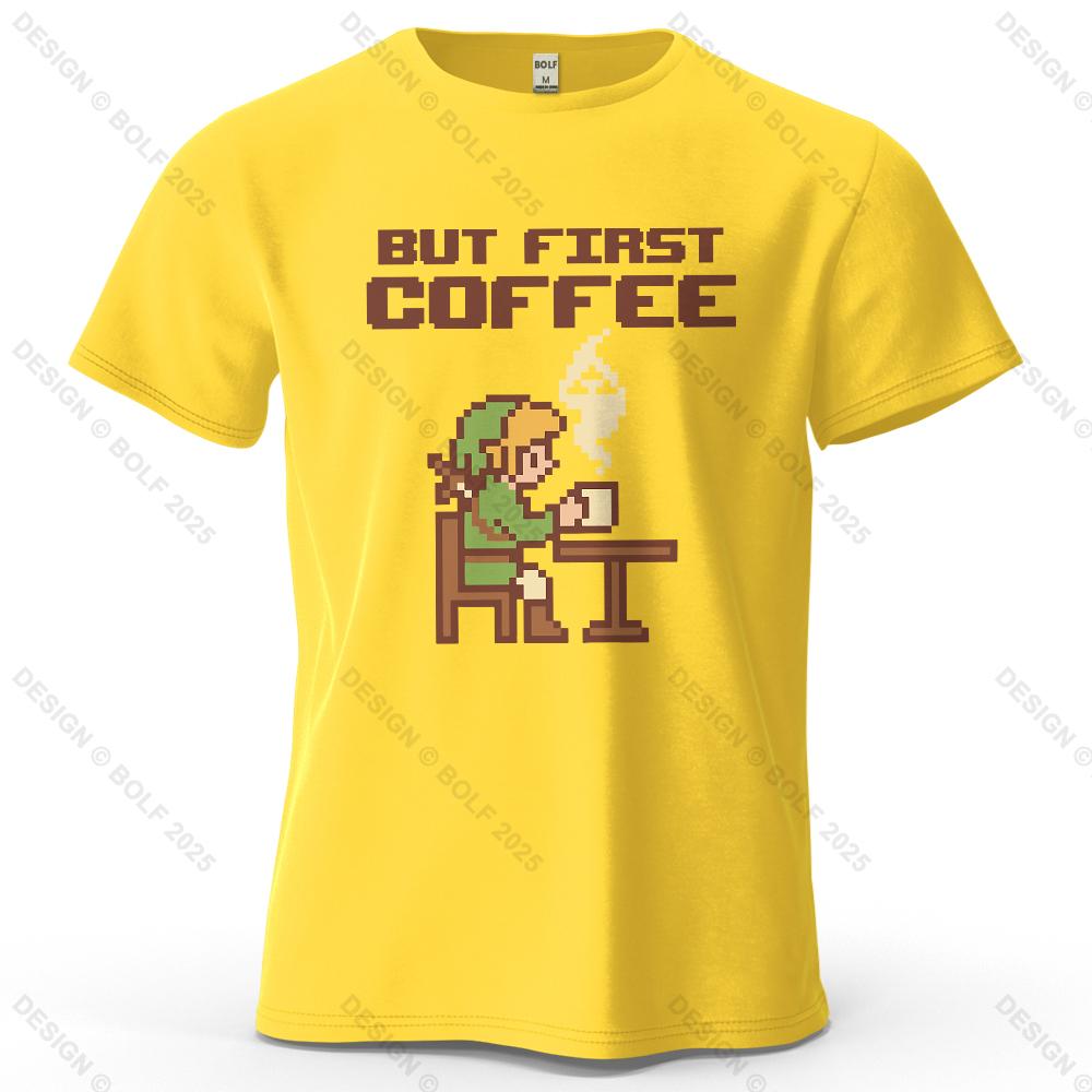 BUT FIRST COFFEE Cozy Printed Men's T-Shirt Oversized Playful Graphic Tees for Women Tops Tees Casual Streetwear