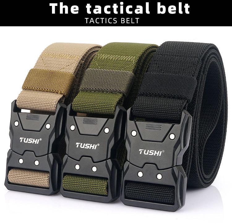 Men's Tactical Quick Release Elastic Stretch Belt for Casual Workwear and Outdoor Training