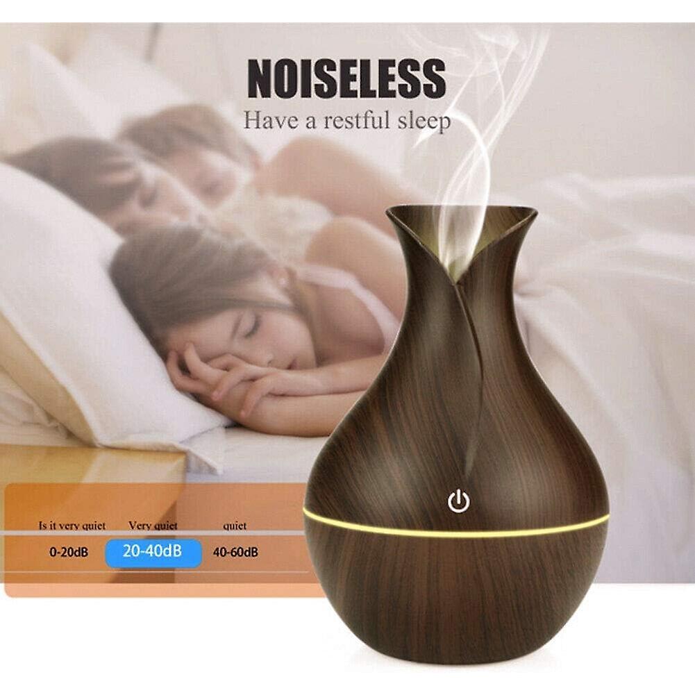 Humidifier 130ml Car Mini Portable Humidifier USB Wood Grain Ultrasonic Cool Mist Humidifier with 7 