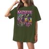 Damski casualowy modny top T-shirt z okrągłym dekoltem, krótkim rękawem i casualowym nadrukiem