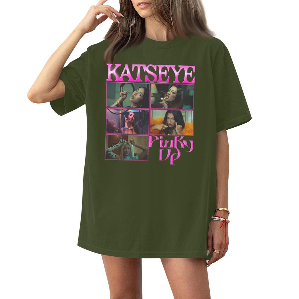 Damski casualowy modny top T-shirt z okrągłym dekoltem, krótkim rękawem i casualowym nadrukiem