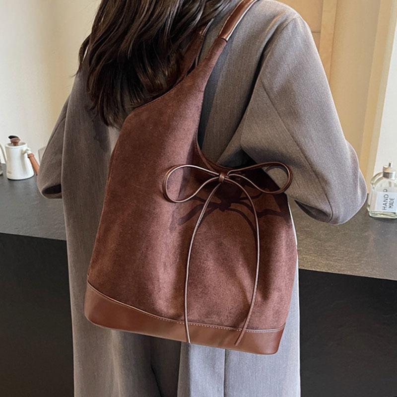 

Винтажные женские сумки, матовая большая вместительная школьная сумка через плечо, осенне-зимняя сумка-тоут из искусственной замши, женская сумка для поездок на работу 35X42X14CM кофейный