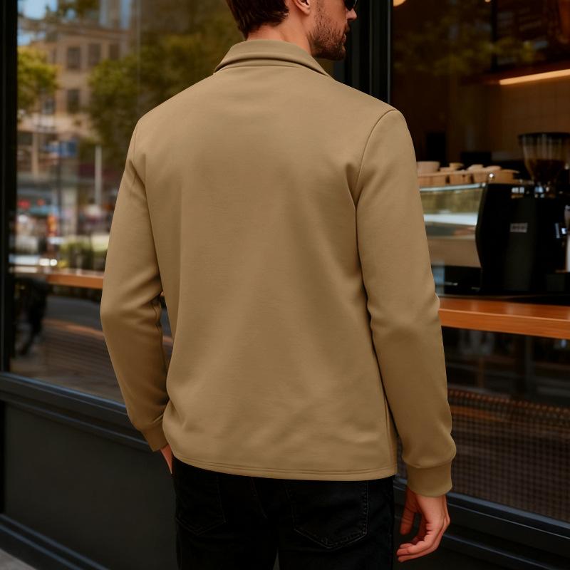 Men S Casual Slim Fit Single Breasted Collared Long Sleeve Solid Color Warm Jacket