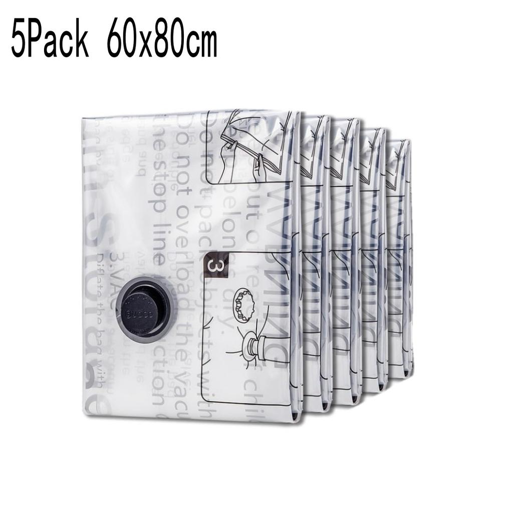5 Pack Vacuum Storage Bags Space Saver Bags Compression for Comforters Blankets Bedding Organizer Clothes Travel Storage