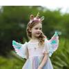 Halloween Rainbow Unicorn Horn & Ears with Feathers - Children's Headband