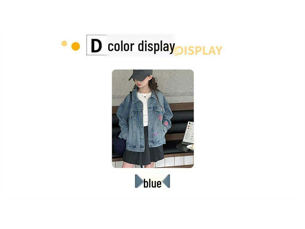 2025 Autumn Girls' Denim Jacket - Fashionable Street Style for Medium and Large Kids