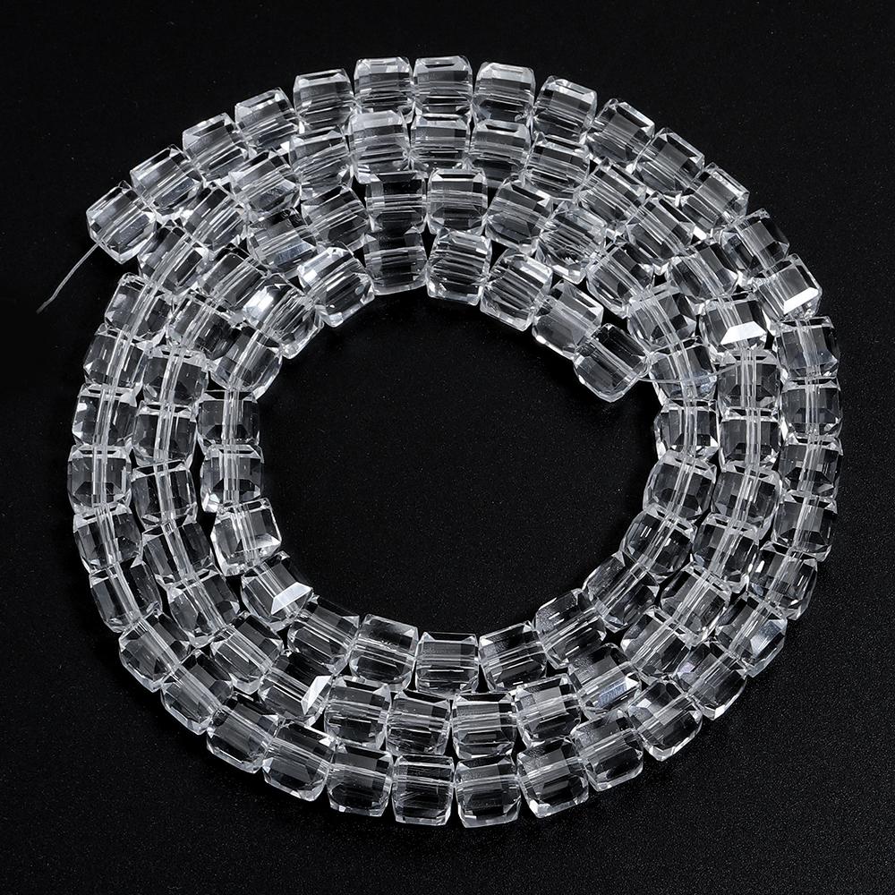 1String 3/4/6/8/10mm Transparent AB Color Crystal Beads Round Square Loose Spacer Glass Beads For DIY Bracelet Necklace Jewelry