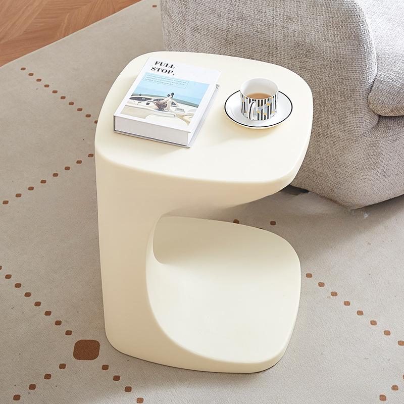 Plastic American Bedside Table Creamy Minimalist Coffee Table Water-Fill Balcony Side Stand Space-Saving Corner Table