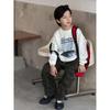 Kids Neutral Cartoon Letter Cotton Long Sleeve Pullover Sweatshirt